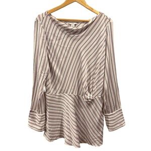 Lewit Laurie striped draped asymmetric silk blend top Womens XL NWOT
